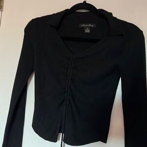 NWOT a love story- Black long sleeve crop top - size XS